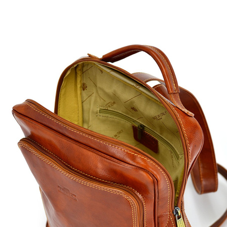 Large, spacious city backpack made of genuine leather