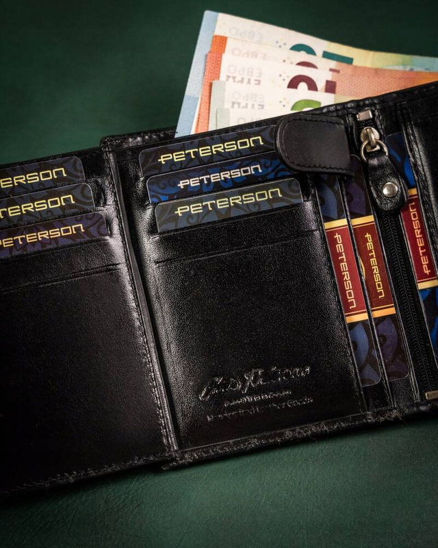 Leather wallet & key ring set PETERSON PTN SET-M-1549L-KCS