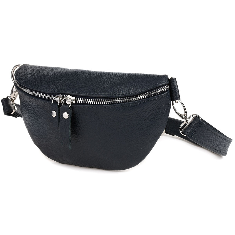 Navy Blue Women's Italian Leather Strap Purse Kidney Sachet B68