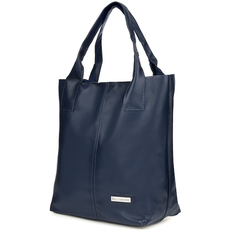 Marineblaue Damen-Shopper-Tasche aus Naturleder Beltimore F18