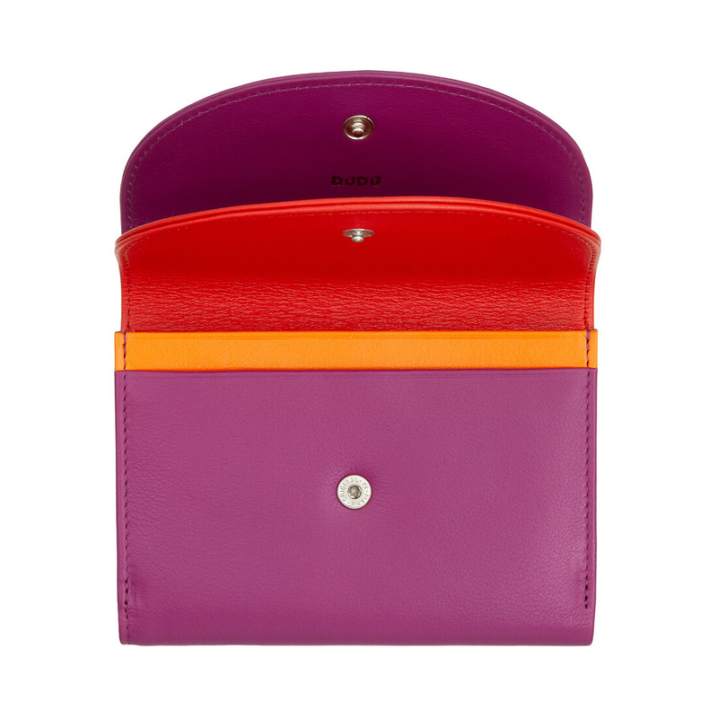 Ladies RFID purse Colorful Galapagos by DUDU with cards protection, made in coloured nappa leather with double flap and coin pocket.