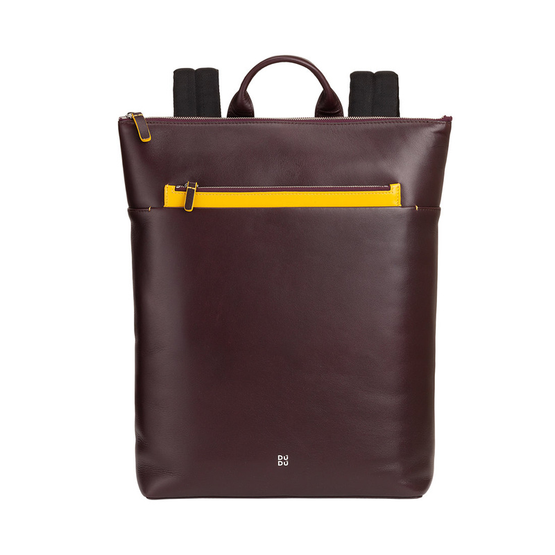 Men’s business backpack Colorful Tokyo by DUDU made in elegant nappa leather. Suitable for work by laptop holder until 16 inch, zipper closure and trolley strap.