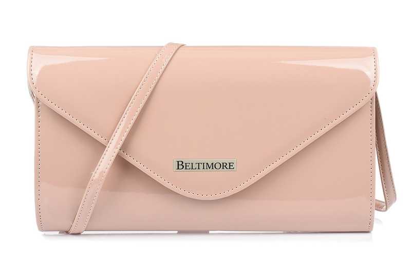 Beltimore powder pink M78 lacquered clutch bag with strap elegant Beltimore powder pink