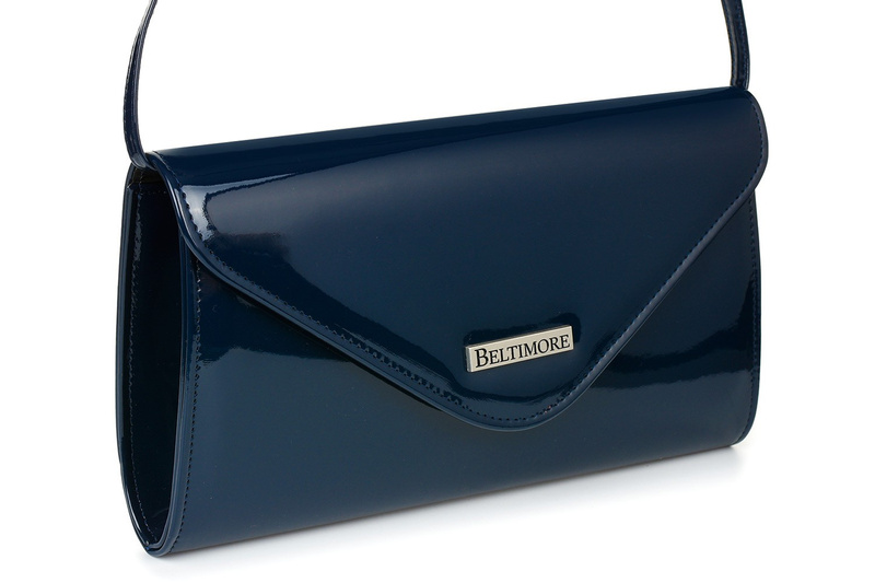 Navy blue lacquered women's evening clutch bag BELTIMORE M78