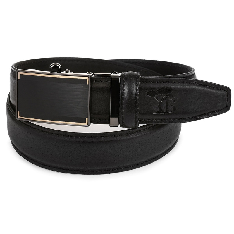 Men's leather belt buckle automatic black Beltimore A08 : Colors - black, Strap size - r.115-130 cm