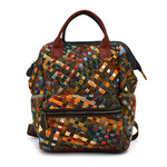 Colorful large women's leather backpack mosaic