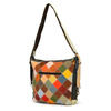 Women's colorful leather messenger bag with mosaic pattern