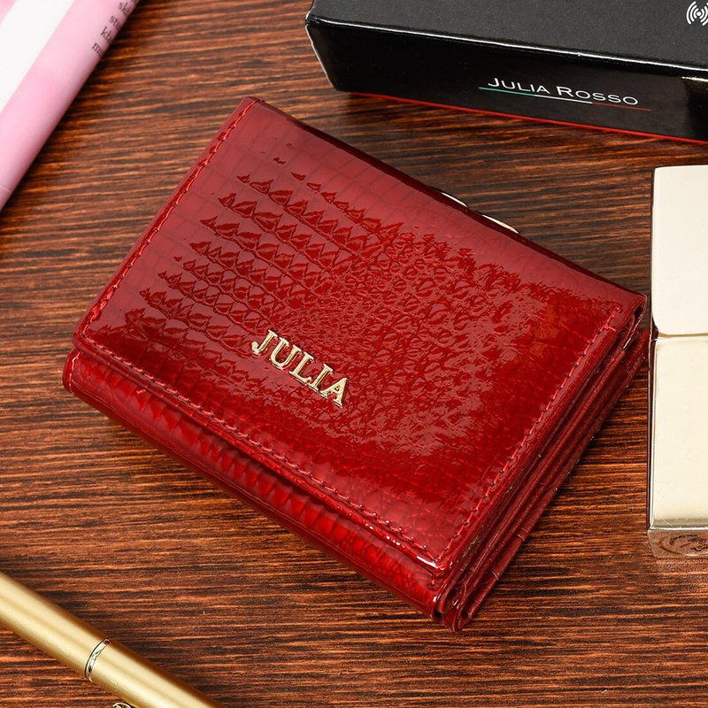 Red Julia Rosso women's small RFID leather wallet F60