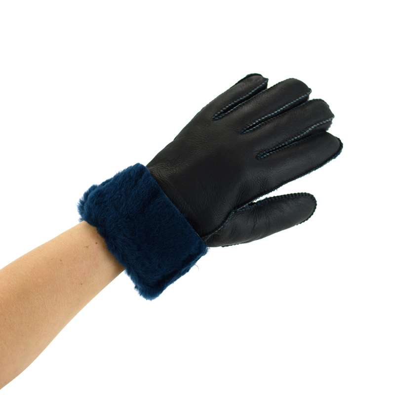 Five-finger leather insulated gloves