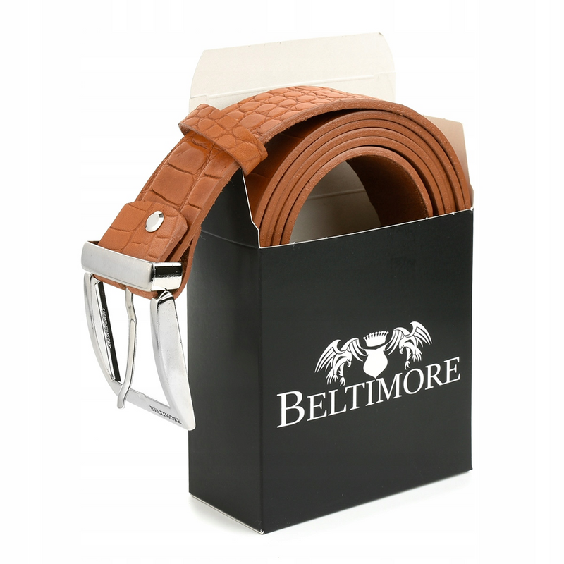 Camel Beltimore leather trouser belt classic face W87 : Colors - brown, beige, Strap size - r.120-135 cm