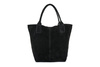 Italienisches Leder Wildleder Handtasche A4 Shopper Schwarz T49