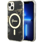 Guess GUHMP14SHTMRSK iPhone 14 6.1" czarny/black hardcase Golden Marble MagSafe