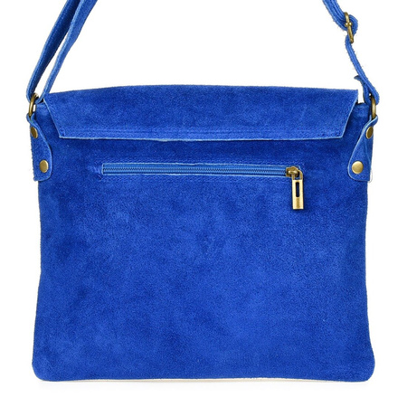 Cornflower Italian Women's Purse Suede Letterman Handbag with Flap B67