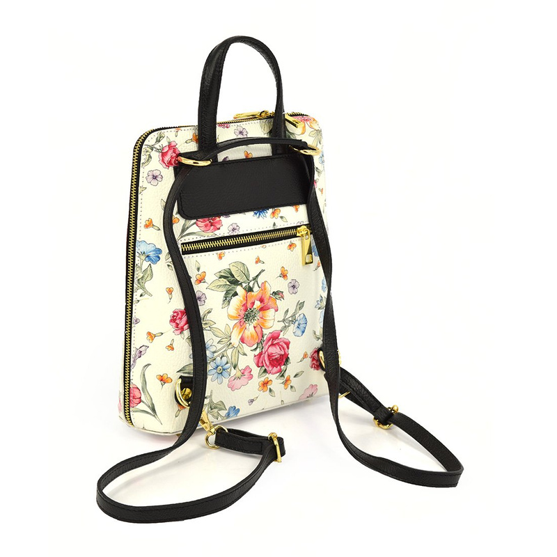 Eleganter Damen-Luxus-Lederrucksack mit Blumen