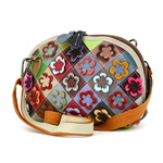 Beautiful colorful leather messenger bag, mosaic pattern