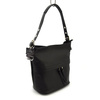 Leather women's shoulder shopper bag with fringes