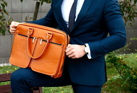 Solier Echtleder Laptoptasche bis 17" - Business Umhängetasche Groß für Herren