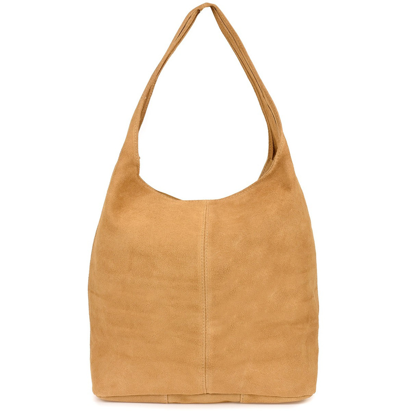 Italienische Handtasche Tasche Leder Wildleder Natural Mustard U35