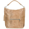 Beige suede leather handbag women's shopper W10