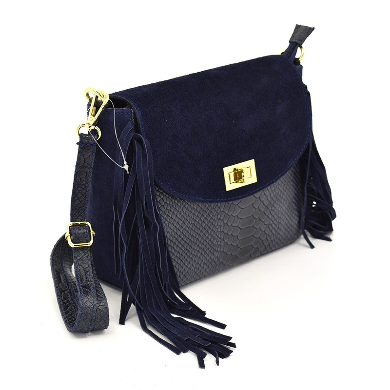 Suede with fringes women's leather messenger bag