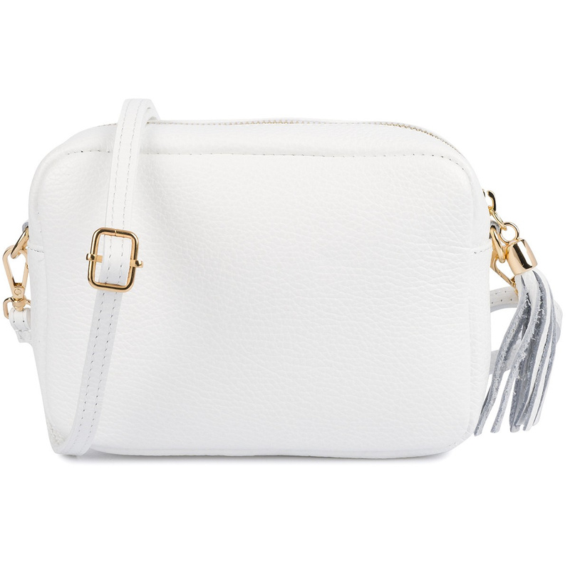 Women's white leather postbag with tassel fashionable C74