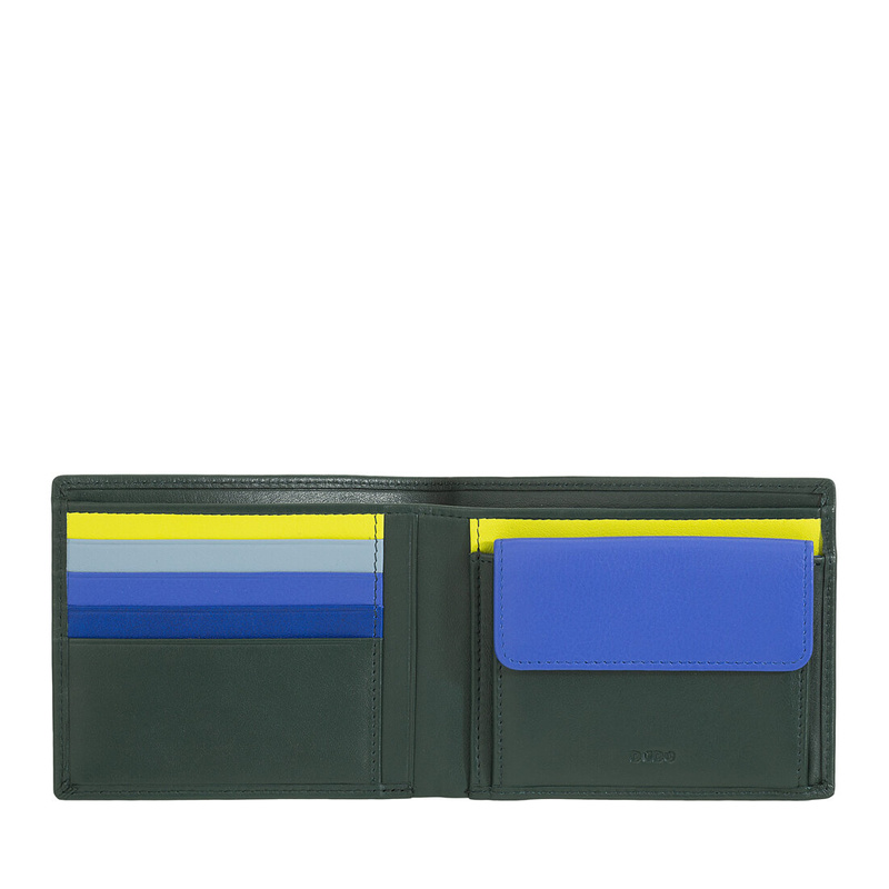 Gents RFID wallet by DUDU made in genuine calfskin leather with coin and credit card holders.