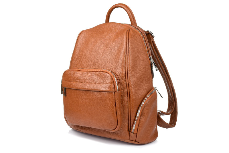 Leather urban women's backpack, spacious and stylish