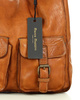 Torebka skórzana na ramię z kieszonkami safari leather bag - MARCO MAZZINI brąz camel