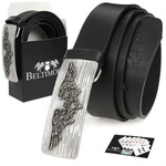 Beltimore leather men's black wide belt W26 : Colors - black, Strap size - r.120-135 cm