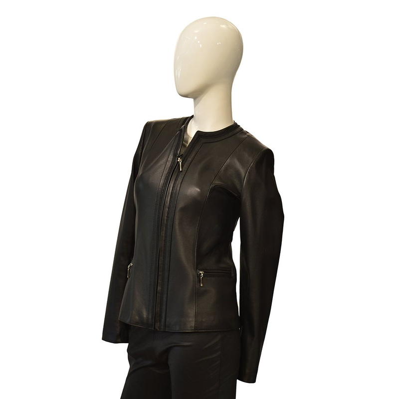 Stylish fashionable Bukowski leather jacket with pleats