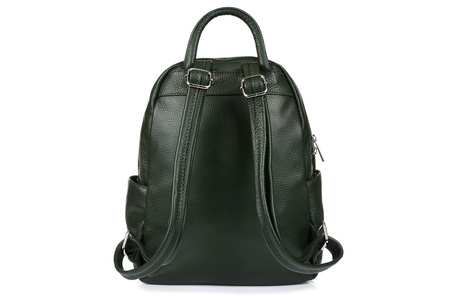 Italian Women's A4 Leder Rucksack viele Taschen oliv C79