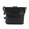 Women's leather messenger bag fastened over the shoulder