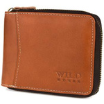 Camel leather zip wallet large RFiD Wild Horse H02