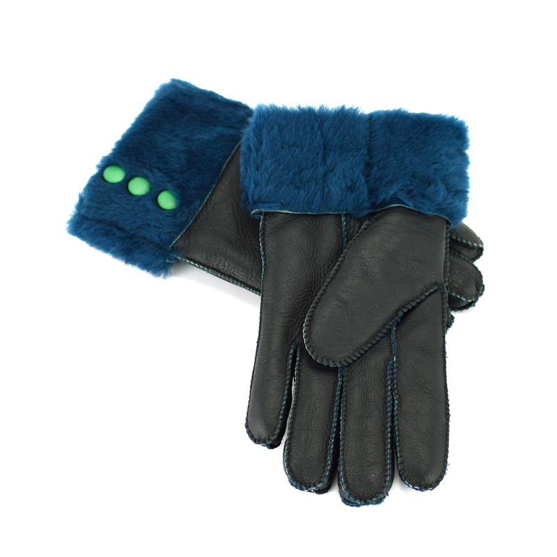 Five-finger leather insulated gloves