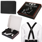 Men's leather wallet set horizontal suspenders X black Beltimore U57