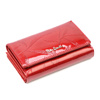 Patent leather large women's wallet with leaves