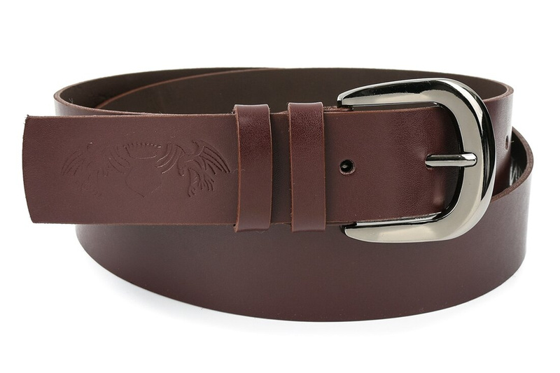 Beltimore women's leather trouser belt 4 cm burgundy A72 : Colors - purple, Strap size - r.80-95 cm