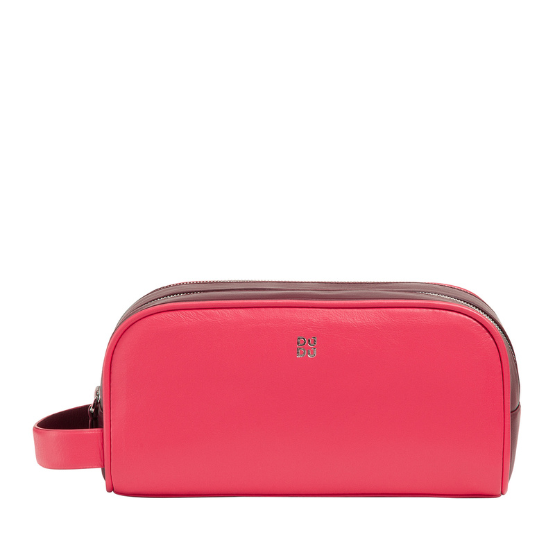 Toiletry bag for travels Colorful Thani by DUDU in soft coloured leather with double zipper. Versatile wash bag, ideal for travelling in style and functionality.