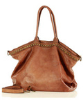 Duża torebka skórzana oversize style shopper bag - MARCO MAZZINI brąz camel