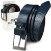 BELTIMORE trouser belt navy blue denim leather belt 527 : Colors - navy blue, Strap size - r.85-100 cm