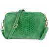 Green leather women's mailbag Italian croco trunk Beltimore P12