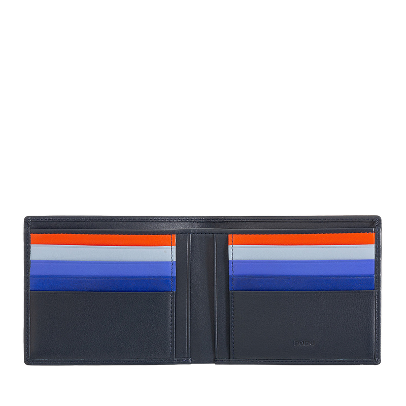 Card holder RFID wallet colored by DUDU made in genuine leather with 8 credit card holder and bill money pockets.