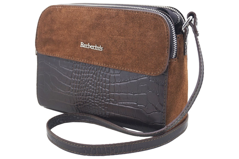 Stylowa torebka crossbody trzykomorowa - Brązowa ciemna 