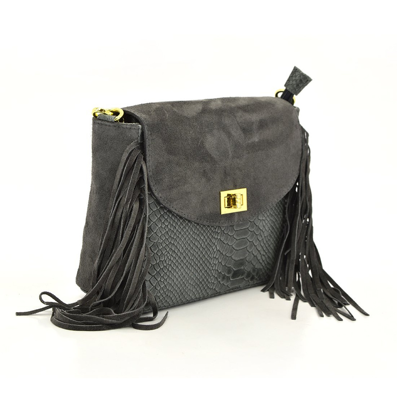 Suede with fringes women's leather messenger bag