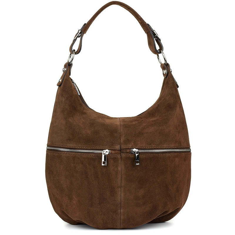 Dark Brown Vera Pelle Suede A4 Leather Handbag K51.