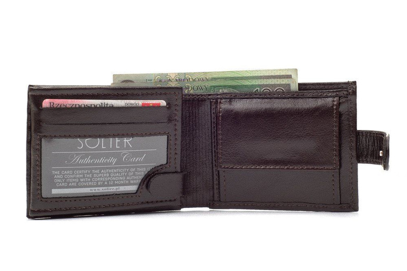 Elegant brown leather wallet SOLIER SW03