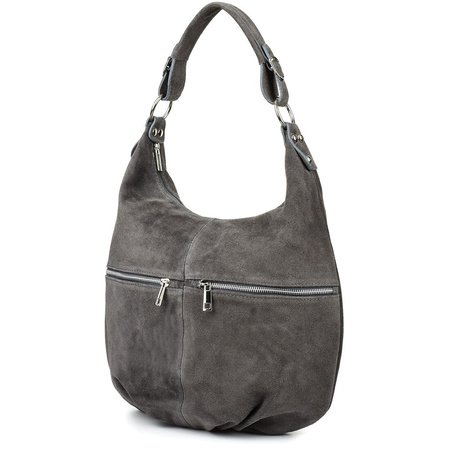 Grey Vera Pelle Suede A4 Leather Handbag Bag K51