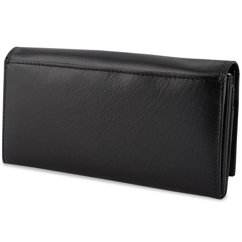 Women's leather wallet large retro horizontal RFiD black BELTIMORE 040