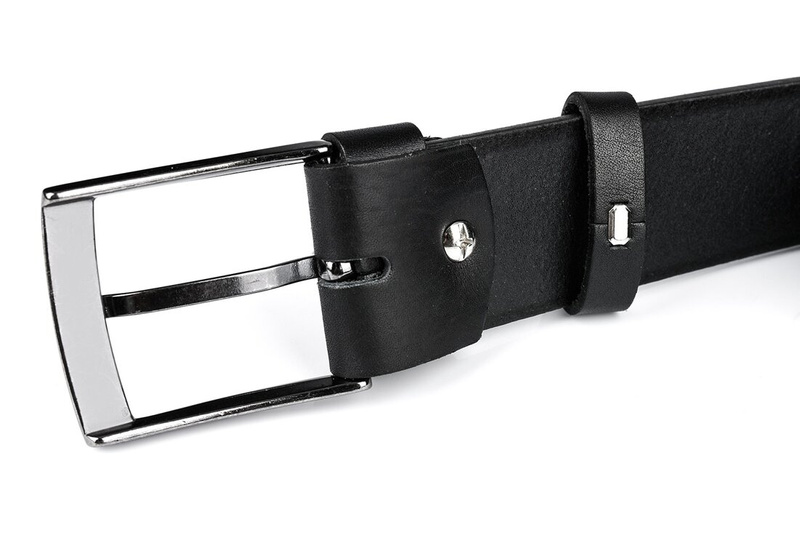 Beltimore full grain leather men's black premium belt E14 : Colors - black, Strap size - r.180-195 cm