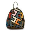 Patterned women's leather backpack with a mosaic pattern